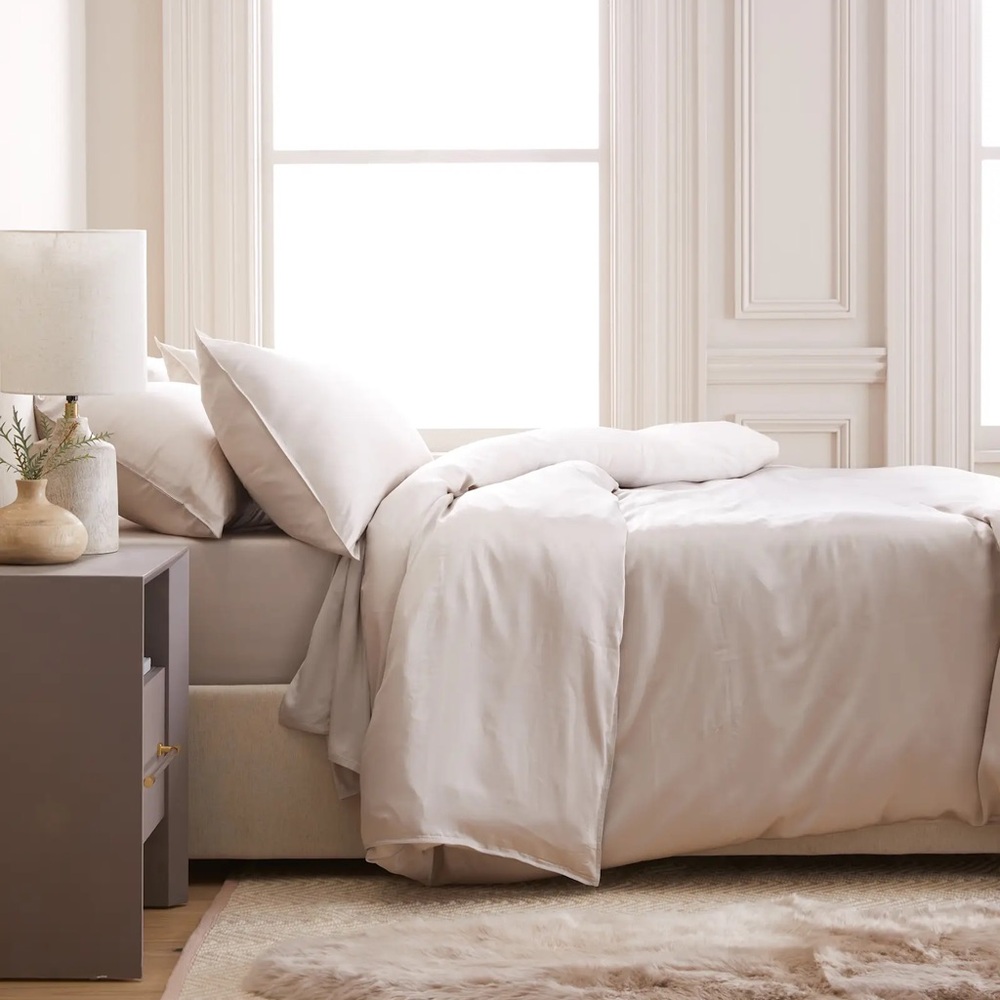 NWT QUINCE Bamboo Duvet Cover Set King/Cal King Sand 6849 - Picture 4 of 11